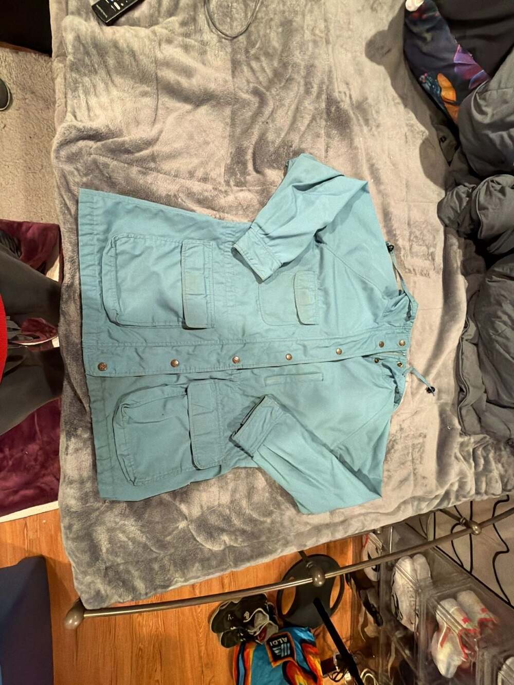Vintage Eddie Bauer Women's L Hooded Field Jacket Utility Coat Blue